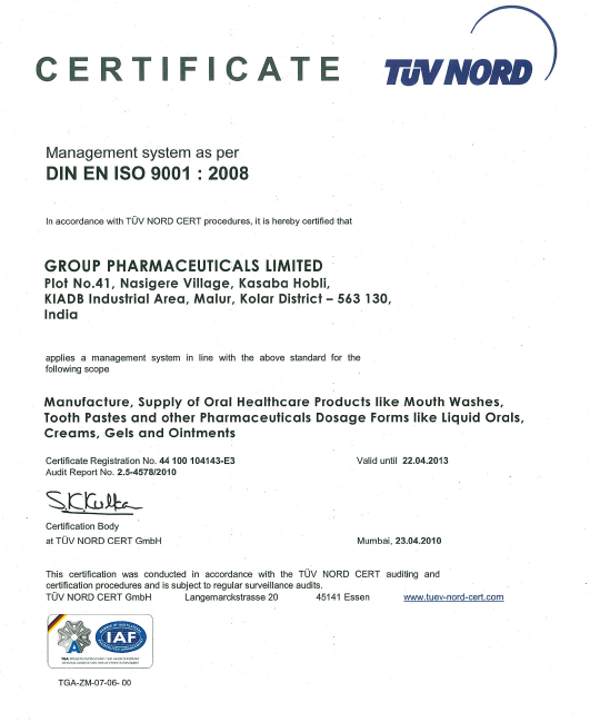 WHO GMP Certificate